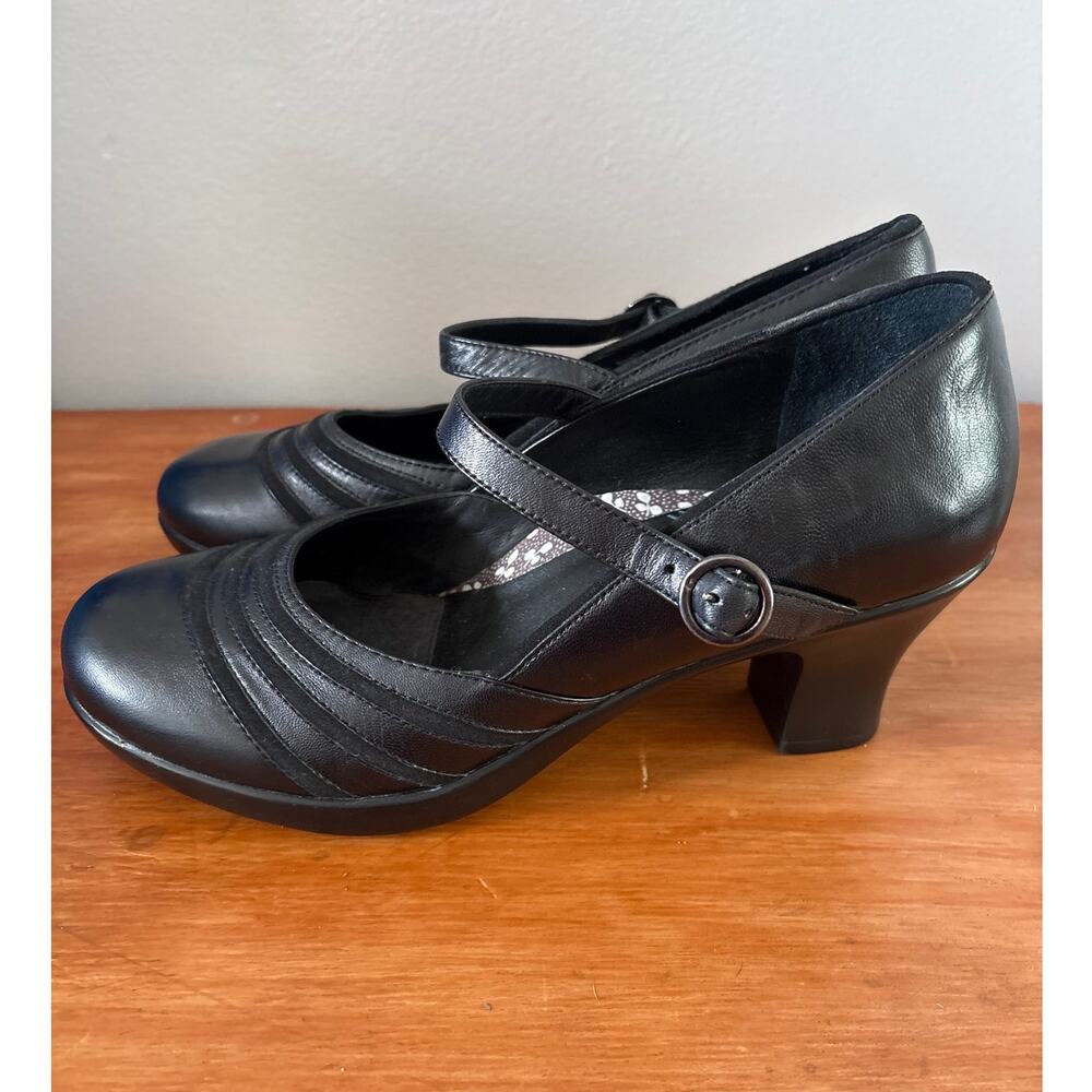 Dansko Becca Mary Jane Pumps Black Leather Asymmentrical Strap Womens 40 - Picture 3 of 8